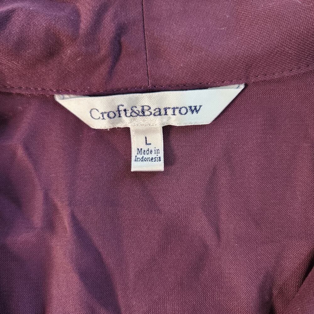 croft & barrow Plum Short-Sleeve Button Front Blouse - Picture 2 of 5